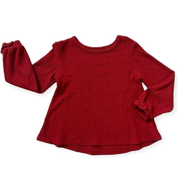Cat & Jack Toddler Girl’s Burgundy Waffle Knit Long Sleeve Stretch Swing Top 5T - Picture 1 of 10